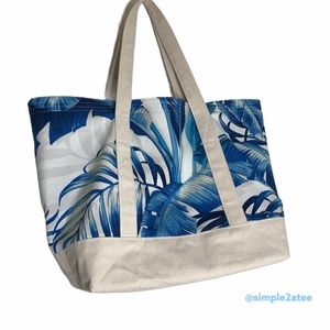 Large Tropical Palm Print Cotton Canvas Tote Bags